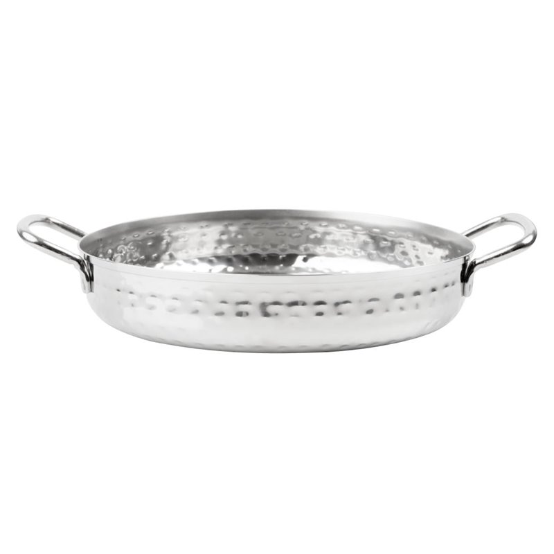 Plat double poign&eacute;e en inox martel&eacute; Olympia Table Presentation 180mm - Gastronoble - HY112