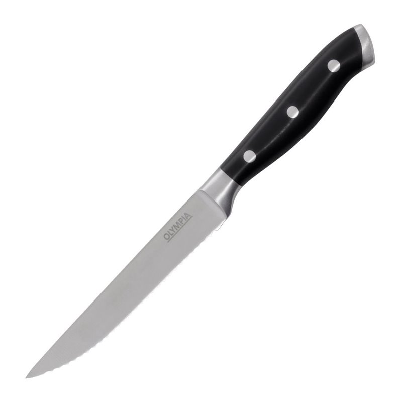 Couteaux &agrave; steak rivet&eacute;s Olympia Premium avec manches en ABS noir (lot de 6) - Gastronoble - GR919