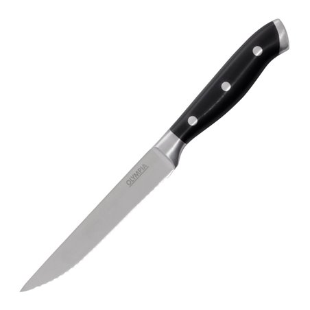 Couteaux &agrave; steak rivet&eacute;s Olympia Premium avec manches en ABS noir (lot de 6) - Gastronoble - GR919