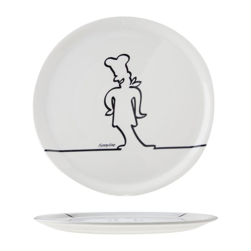 Assiettes &agrave; pizza blanches avec silhouette noire Cosy & Trendy 31cm (lot de 6) - Gastronoble - CX013