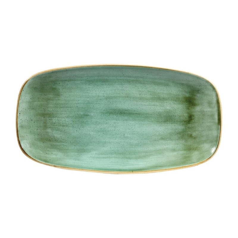 Assiettes oblongues Churchill Stonecast Samphire Green 189 x 355mm (Lot de 6) - Gastronoble - CY101