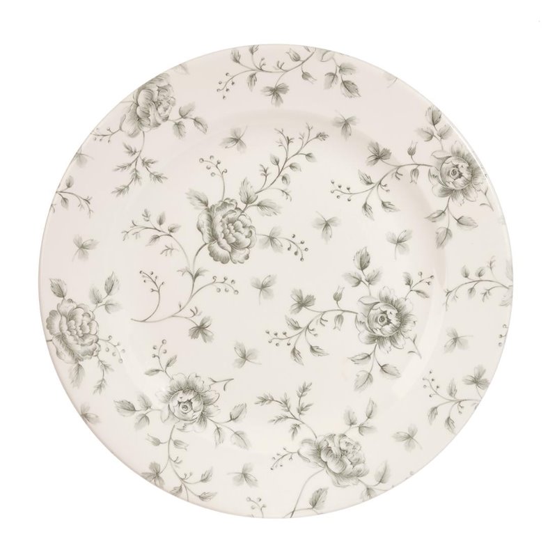 Assiettes plates Churchill Vintage Prints Rose ChintzGrey 305mm (Lot de 6) - Gastronoble - DA664