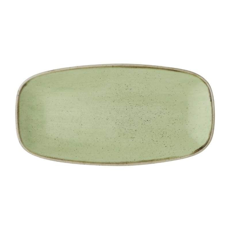 Assiettes oblongues Churchill Stonecast Sage Green 298mm (Lot de 12) - Gastronoble - DX018