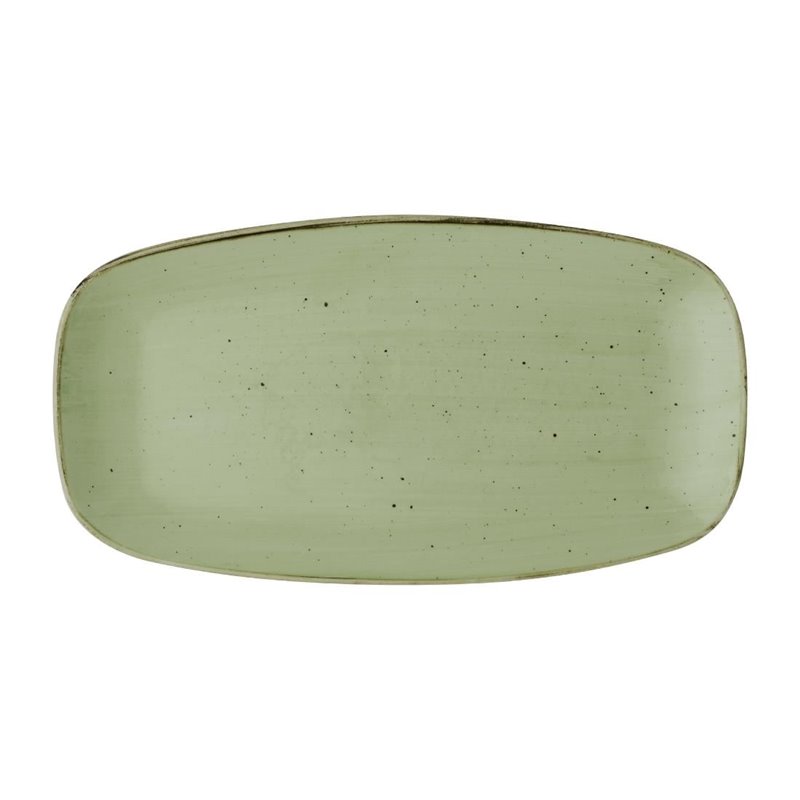 Assiettes oblongues Churchill Stonecast Sage Green 355mm (Lot de 6) - Gastronoble - DX019