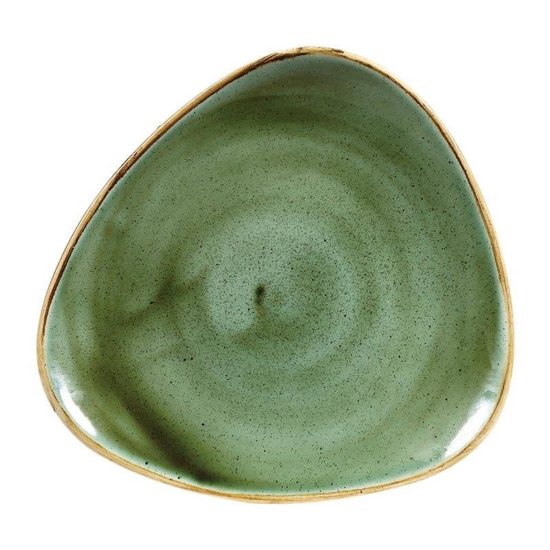 Assiettes triangulaires Churchill Stonecast Samphire Green 229mm (Lot de 12) - Gastronoble - DY048