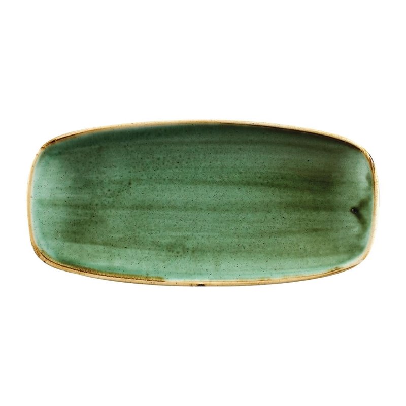 Assiettes oblongues Churchill Stonecast No.4 Samphire Green 269 x 127mm (Lot de 12) - Gastronoble - FC154