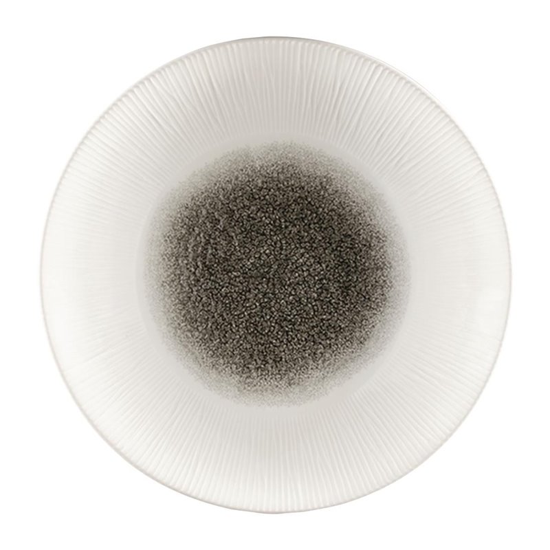 Assiettes creuses Churchill Bamboo centre imprim&eacute; quartz noir 281mm (lot de 12) - Gastronoble - FC190