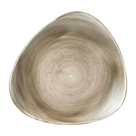 Assiettes triangulaires Churchill Stonecast Patina Lotus Antique Taupe 254mm (Lot de 12) - Gastronoble - FD863