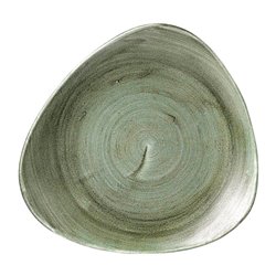 Assiettes triangulaires Churchill Stonecast Patina Lotus Burnished Green 254mm (Lot de 12) - Gastronoble - FD866