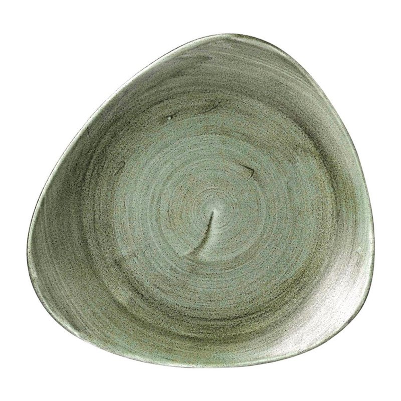 Assiettes triangulaires Churchill Stonecast Patina Lotus Burnished Green 254mm (Lot de 12) - Gastronoble - FD866