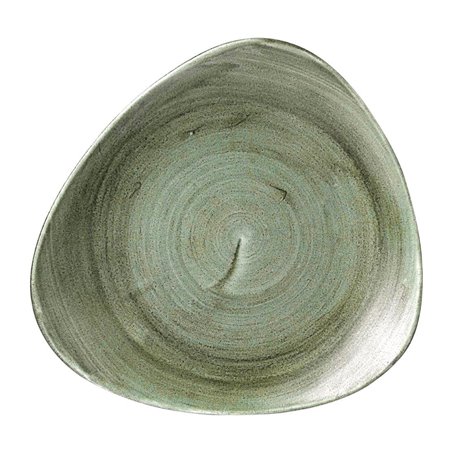 Assiettes triangulaires Churchill Stonecast Patina Lotus Burnished Green 254mm (Lot de 12) - Gastronoble - FD866