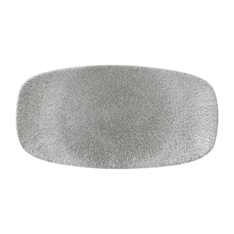 Assiettes oblongues Churchill Raku Jasper Grey 298x152mm (Lot de 12) - Gastronoble - FD883
