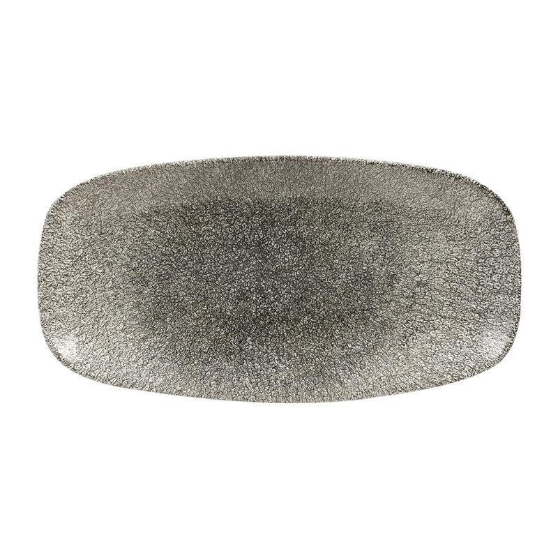 Assiettes oblongues Churchill Studio Prints Raku Quartz Black 298mm (Lot de 12) - Gastronoble - HC775