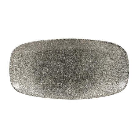 Assiettes oblongues Churchill Studio Prints Raku Quartz Black 355mm (Lot de 6) - Gastronoble - HC776