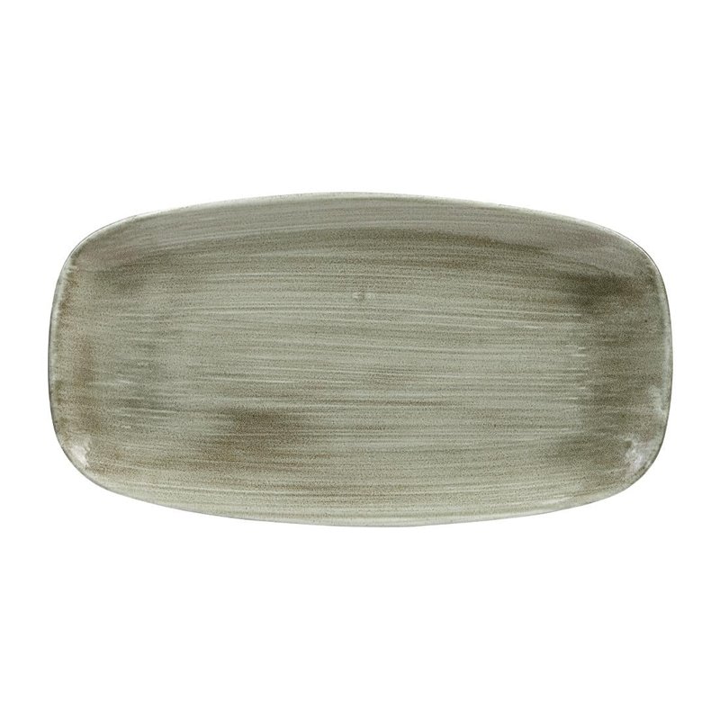 Assiettes oblongues Churchill Stonecast Patina Antique Green 355mm (Lot de 6) - Gastronoble - HC818