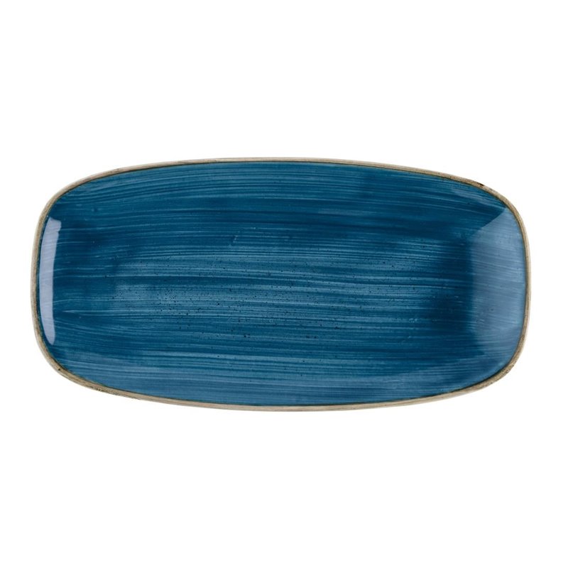 Assiettes oblongues Churchill Stonecast Java Blue 350mm x 187mm (Lot de 6) - Gastronoble - HR391