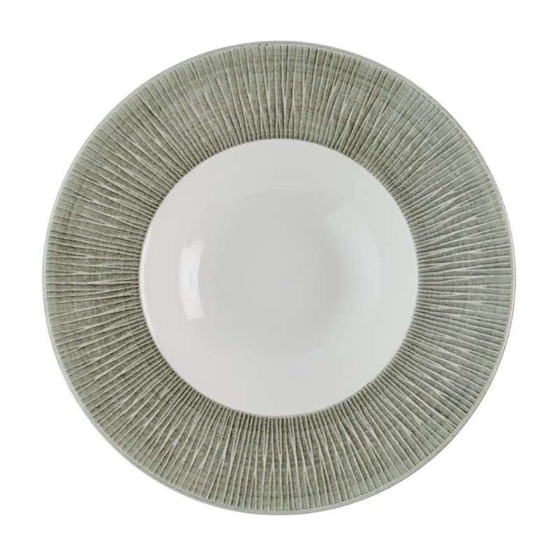 Assiettes &agrave; bord large Churchill Bamboo Ceramic Spinwash Alpine 231mm (Lot de 12) - Gastronoble - HR434