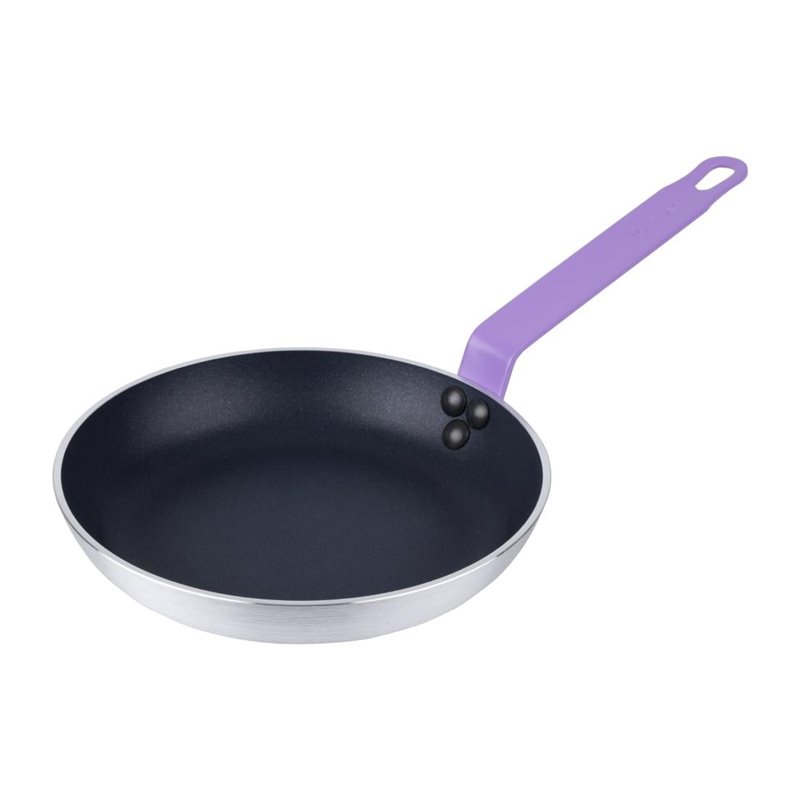 Po&ecirc;le en aluminium antiadh&eacute;sive Hygiplas Teflon Platinum Plus avec poign&eacute;e violette 24cm - Gastronoble - HT968