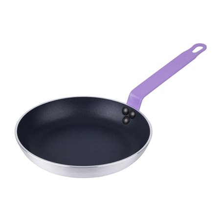 Po&ecirc;le en aluminium antiadh&eacute;sive Hygiplas Teflon Platinum Plus avec poign&eacute;e violette 24cm - Gastronoble - HT968