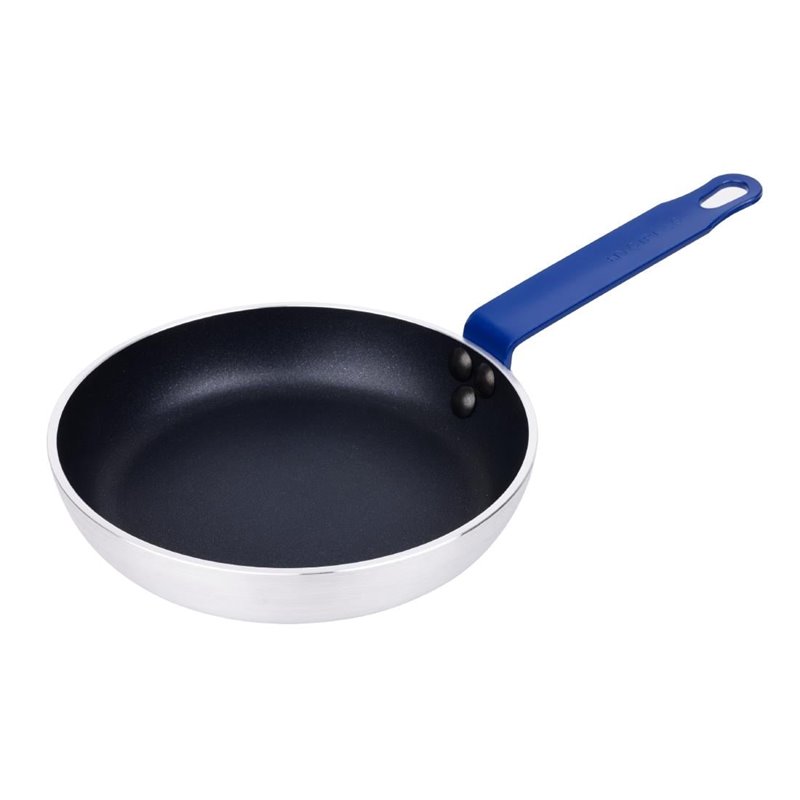 Po&ecirc;le en aluminium antiadh&eacute;sive Hygiplas Teflon Platinum Plus avec poign&eacute;e bleue 20cm - Gastronoble - HT970