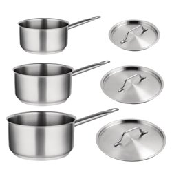 Offre sp&eacute;ciale - Set de 3 casseroles et couvercles inox Vogue (Lot de 3) - Gastronoble - S128