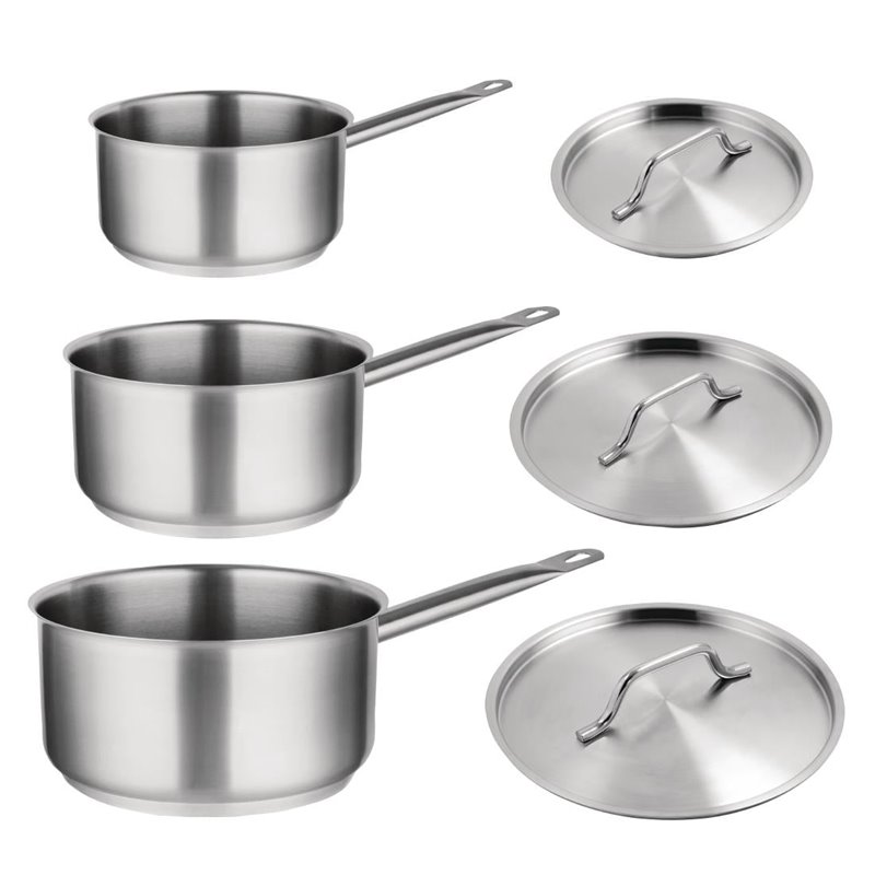 Offre sp&eacute;ciale - Set de 3 casseroles et couvercles inox Vogue (Lot de 3) - Gastronoble - S128