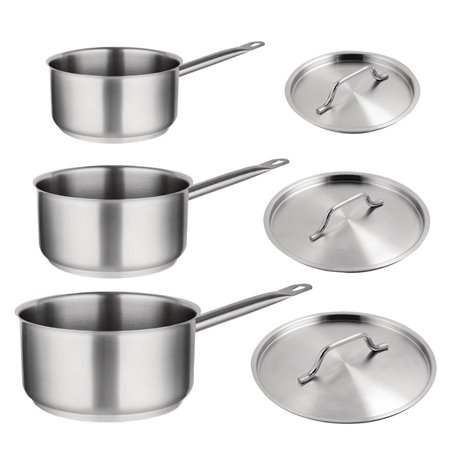 Offre sp&eacute;ciale - Set de 3 casseroles et couvercles inox Vogue (Lot de 3) - Gastronoble - S128