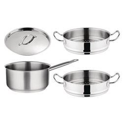 Ensemble 1 casserole et 2 paniers vapeur Vogue Cook Like A Pro - Gastronoble - SA616