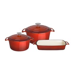 Lot de 3 plats en fonte Vogue rouges - Gastronoble - SA727