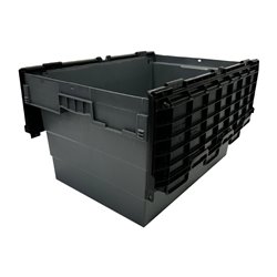Caisse de transport/stockage en plastique Vogue avec couvercle attach&eacute; 600x400x320mm - Gastronoble - DX995