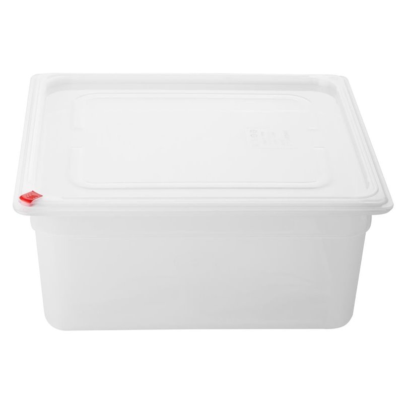 Bacs PP Hygiplas Click GN 2/3 avec couvercles et 7 clips de couleur 150mm 12L (lot de 4) - Gastronoble - HZ351