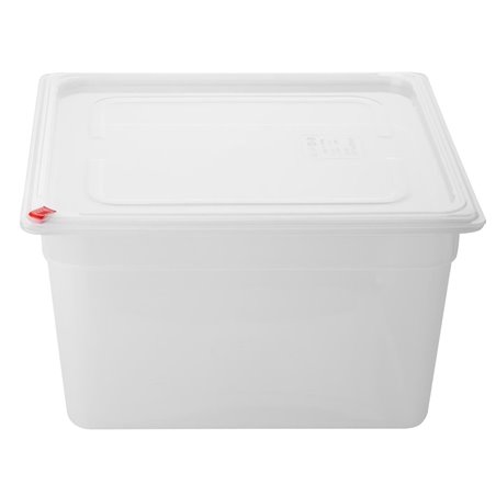 Bacs PP Hygiplas Click GN 2/3 avec couvercles et 7 clips de couleur 200mm 16,1L (lot de 4) - Gastronoble - HZ352