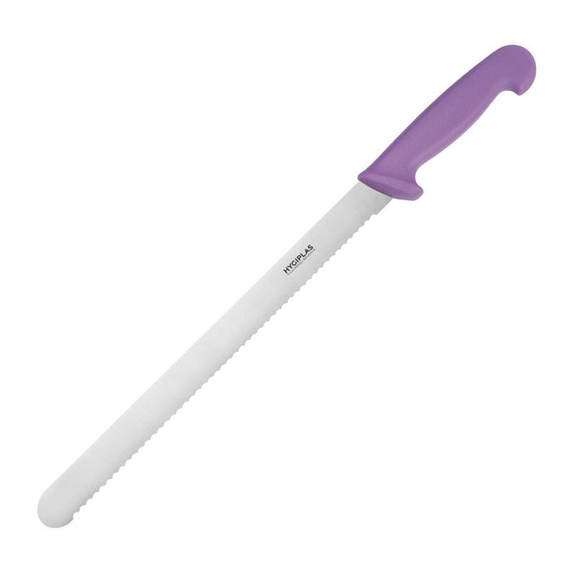 Couteau &agrave; g&eacute;noise dentel&eacute; Hygiplas violet 30,5cm - Gastronoble - FX119