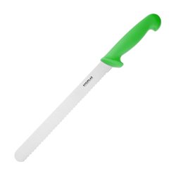 Couteau &agrave; g&eacute;noise dentel&eacute; Hygiplas vert 254mm - Gastronoble - FX121