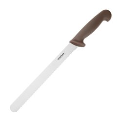 Couteau &agrave; g&eacute;noise dentel&eacute; Hygiplas marron 254mm - Gastronoble - FX122