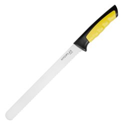 Couteau &agrave; trancher dent&eacute; Hygiplas Pro jaune 25cm - Gastronoble - JD218