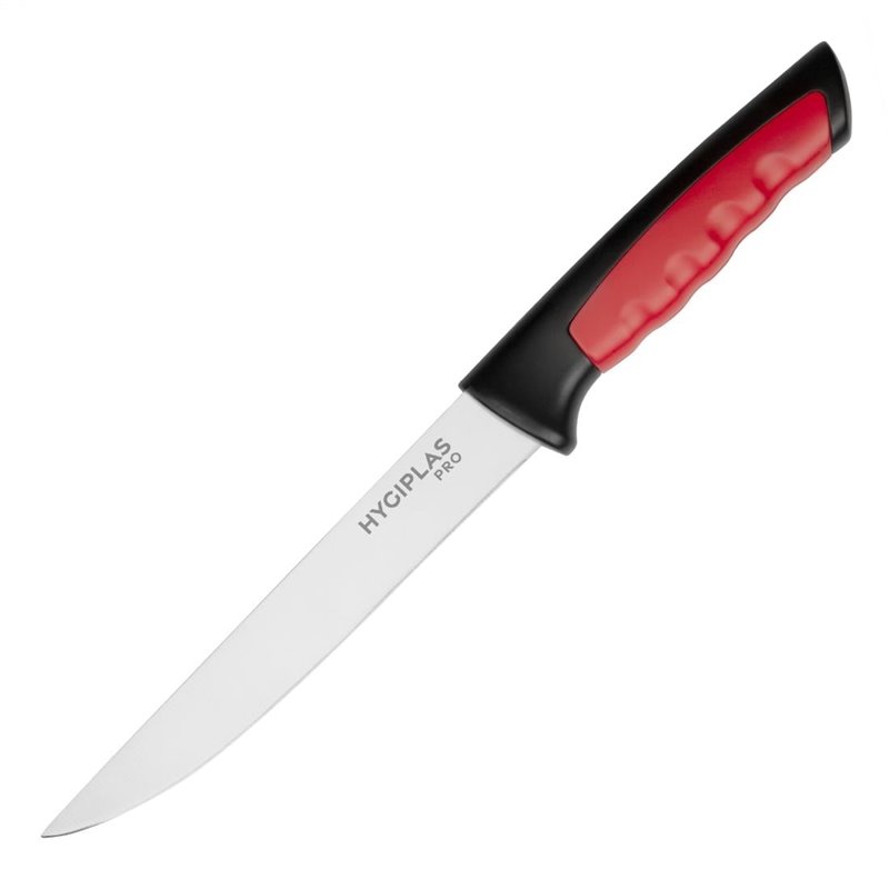 Couteau &agrave; d&eacute;sosser Hygiplas Pro rouge 15cm - Gastronoble - JD221