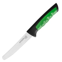 Couteau &agrave; tomate dent&eacute; Hygiplas Pro vert 10cm - Gastronoble - JD222