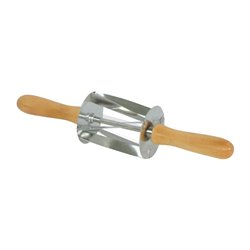Rouleau &agrave; mini croissants en inox poign&eacute;e bois Gobel Louis Tellier 345x75x75mm - Gastronoble - HS516