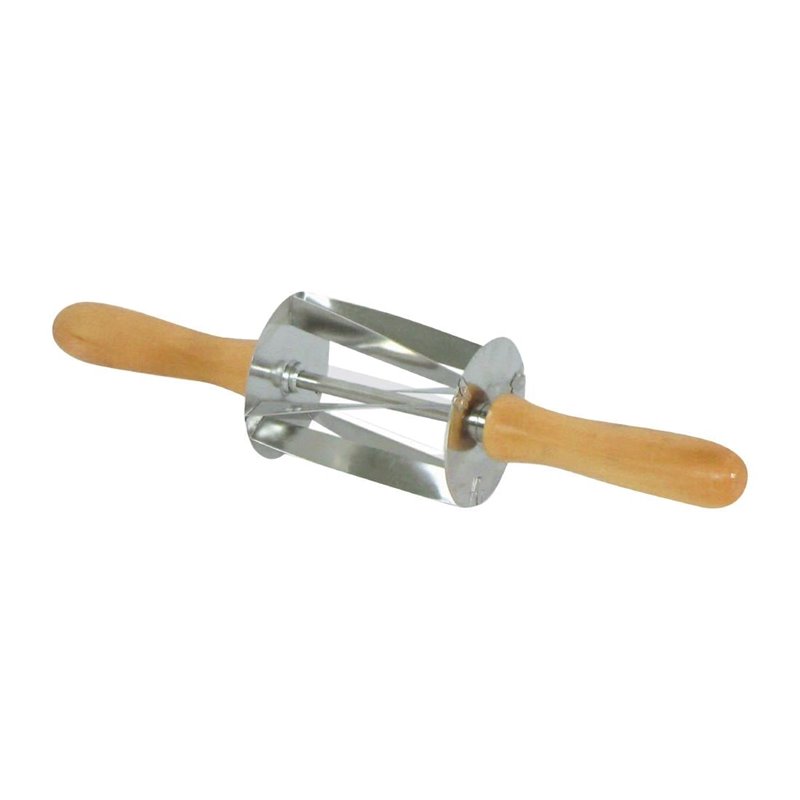 Rouleau &agrave; mini croissants en inox poign&eacute;e bois Gobel Louis Tellier 345x75x75mm - Gastronoble - HS516
