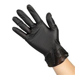 Gants vinyle non poudr&eacute;s Hygiplas noirs XL (lot de 100) - Gastronoble - FJ748-XL