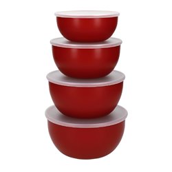 Bols de pr&eacute;paration avec couvercles KitchenAid rouge empire (lot de 4) - Gastronoble - DX311