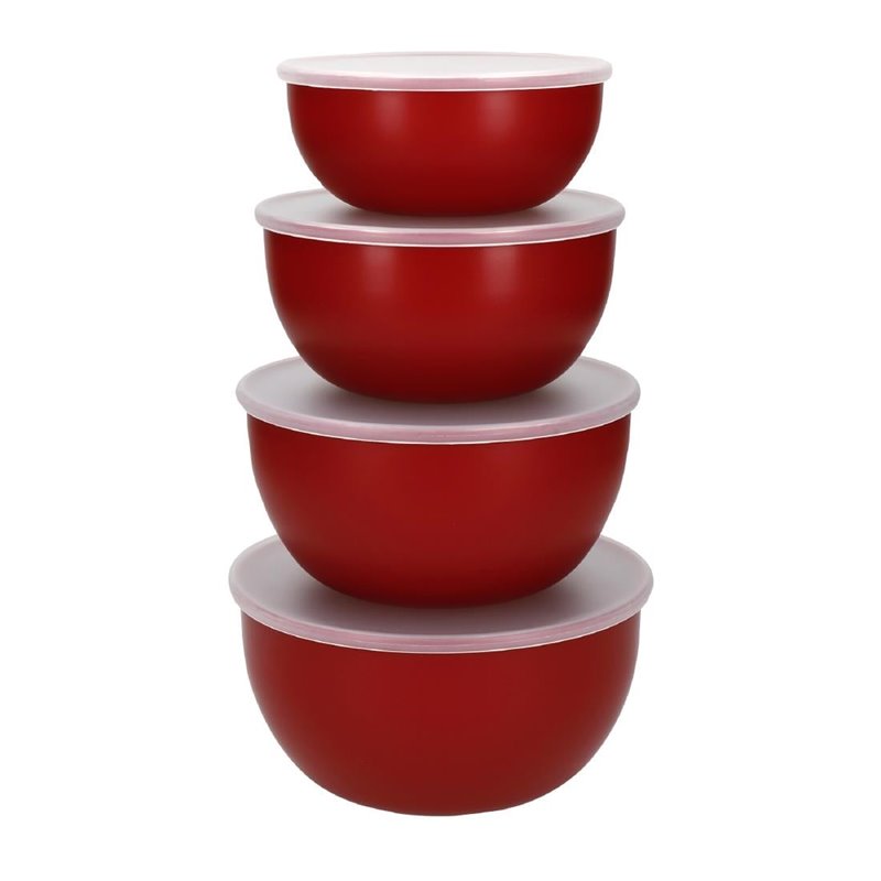 Bols de pr&eacute;paration avec couvercles KitchenAid rouge empire (lot de 4) - Gastronoble - DX311