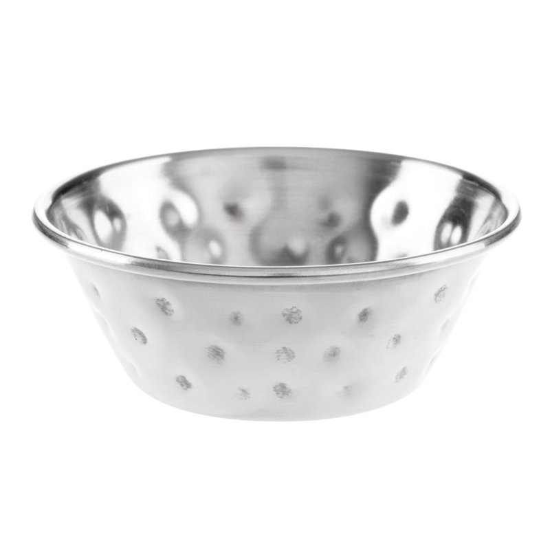 Pots &agrave; sauce en acier inoxydable martel&eacute; Olympia 45ml (lot de 12) - Gastronoble - FU288