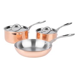 Batterie de cuisine en cuivre triple parois 3 pi&egrave;ces Vogue Cook Like A Pro - Gastronoble - SA655