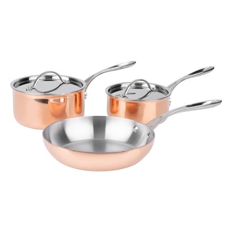 Batterie de cuisine en cuivre triple parois 3 pi&egrave;ces Vogue Cook Like A Pro - Gastronoble - SA655