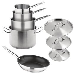 Batterie de cuisine induction en inox 5 pi&egrave;ces Vogue Cook Like A Pro - Gastronoble - SA693