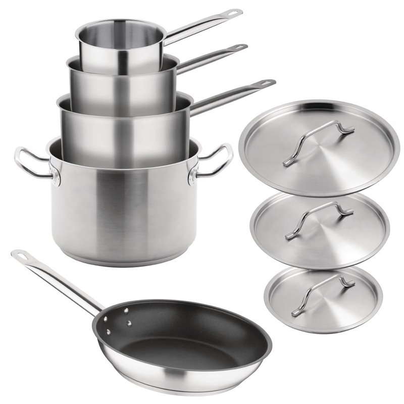 Batterie de cuisine induction en inox 5 pi&egrave;ces Vogue Cook Like A Pro - Gastronoble - SA693