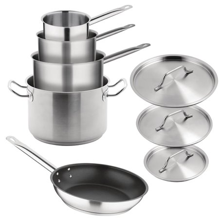 Batterie de cuisine induction en inox 5 pi&egrave;ces Vogue Cook Like A Pro - Gastronoble - SA693