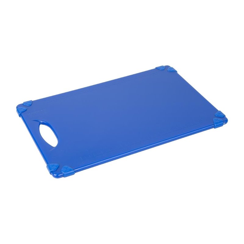 Planche &agrave; d&eacute;couper antid&eacute;rapante professionnelle Hygiplas bleue 458x306mm - Gastronoble - HW006